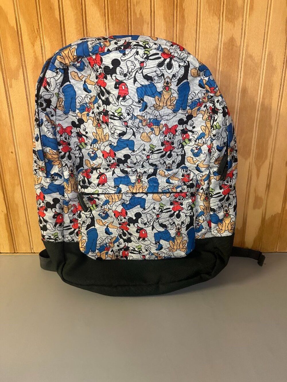 Disney Store Mickey Mouse & Friends Backpack Gray Minnie, Donald, Pluto